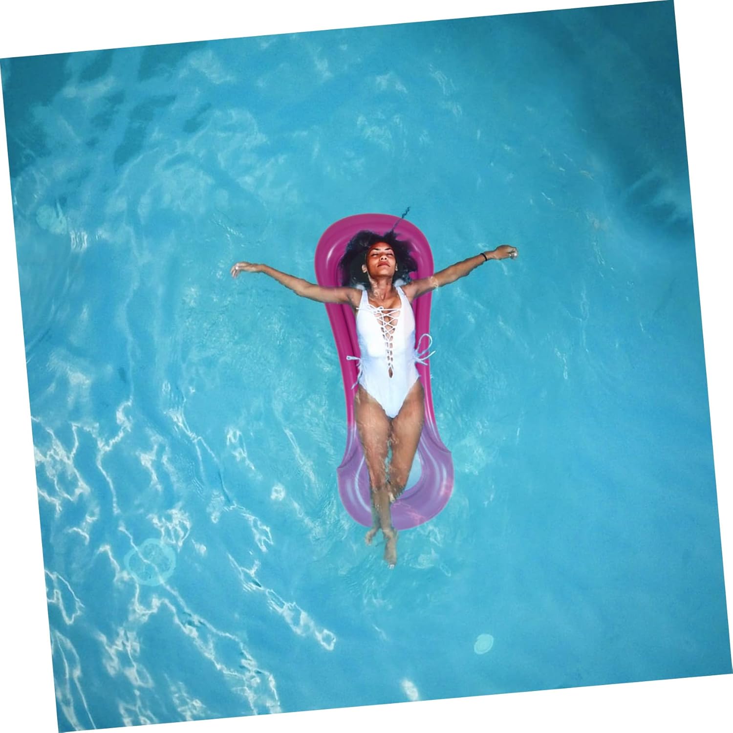 Inflatable Red Floating Bed: Portable Foldable Swimming Mat for Pool Lounging, Water Fun & Beach Relaxation