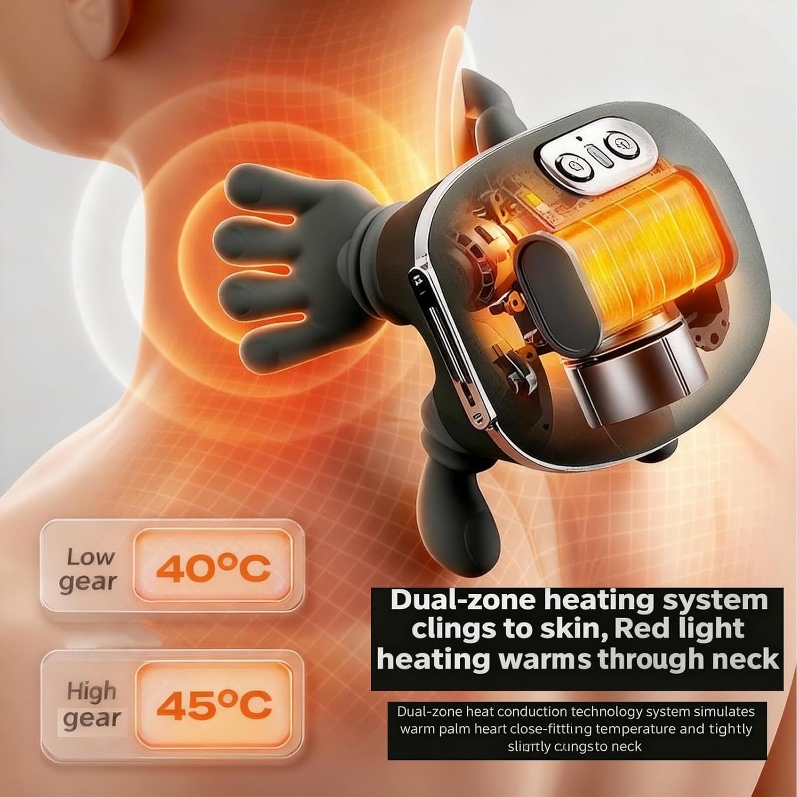 Hand-Like Neck & Shoulder Massager with 4D Kneading and Heat – Portable Massage Device for Back, Legs, and Neck Relaxation (Forest Green)