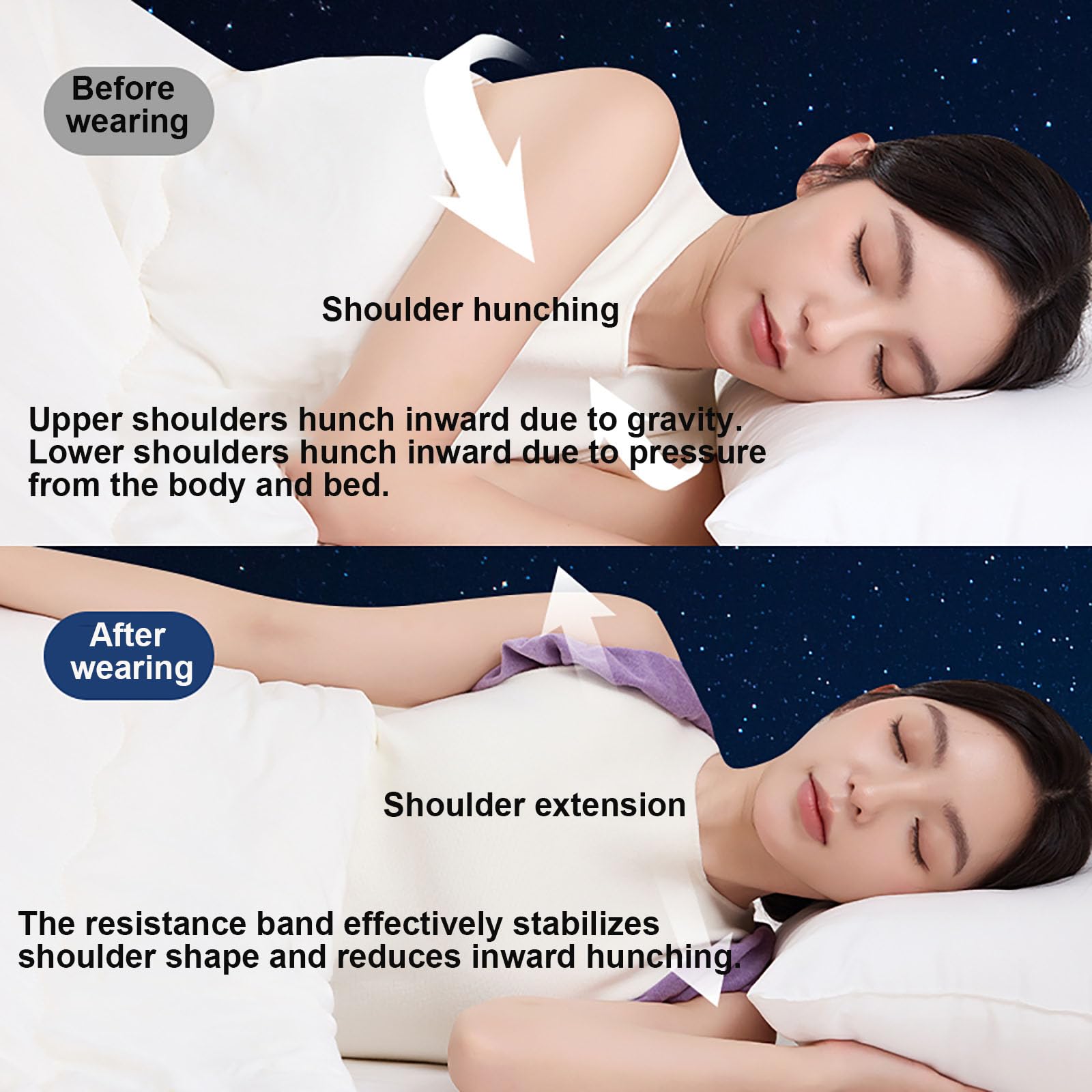 Sleep Posture Corrector for Women and Men – Shoulder Alignment Belt with Soft Cushion, Nighttime Back Support for Better Spine and Upper Body Positioning (M)