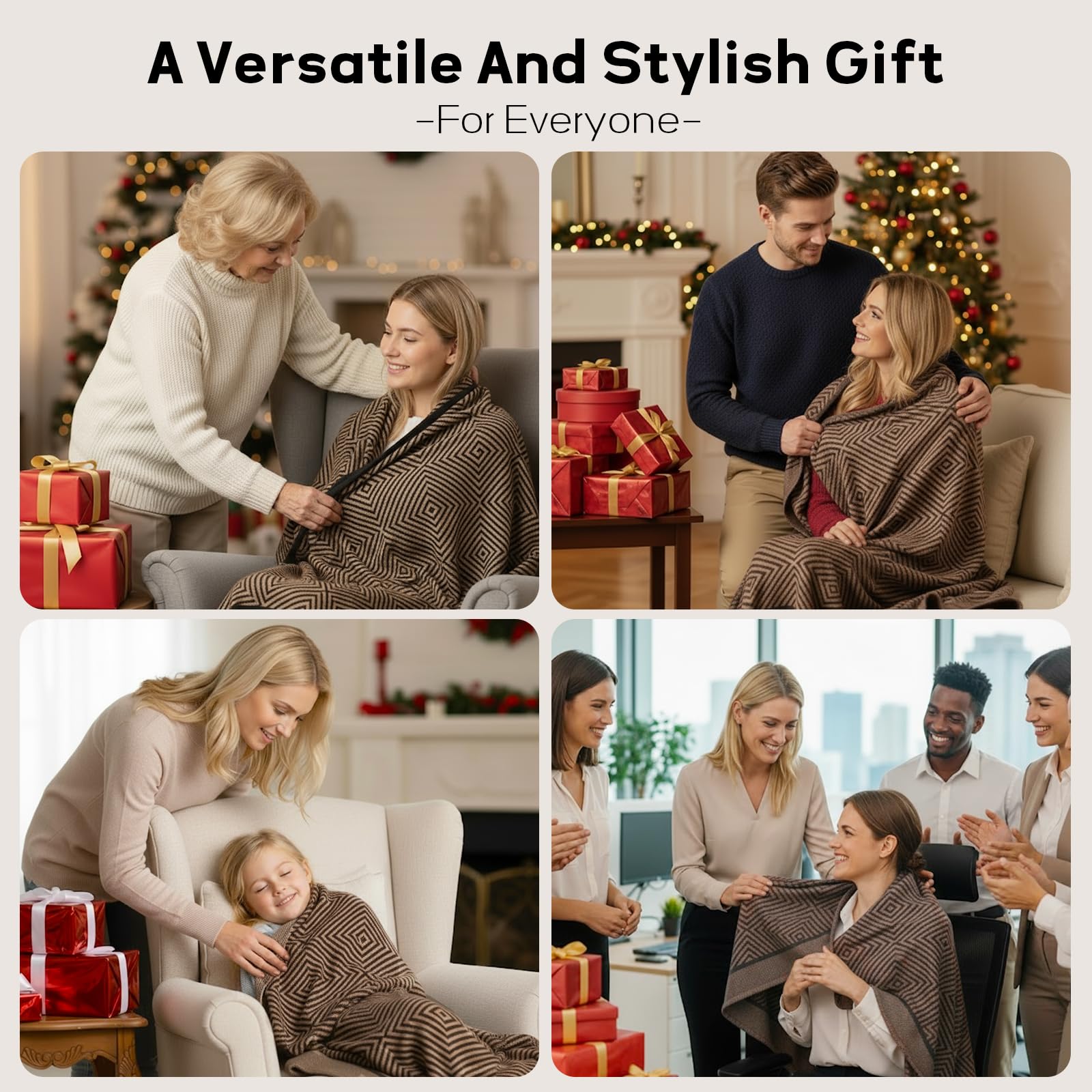 Premium Travel Blanket – Ultra-Soft Knit Wrap for Airplane, Car, Office Naps, and Gifts – Lightweight, Breathable, and Stylish with Storage Bag (Brown)