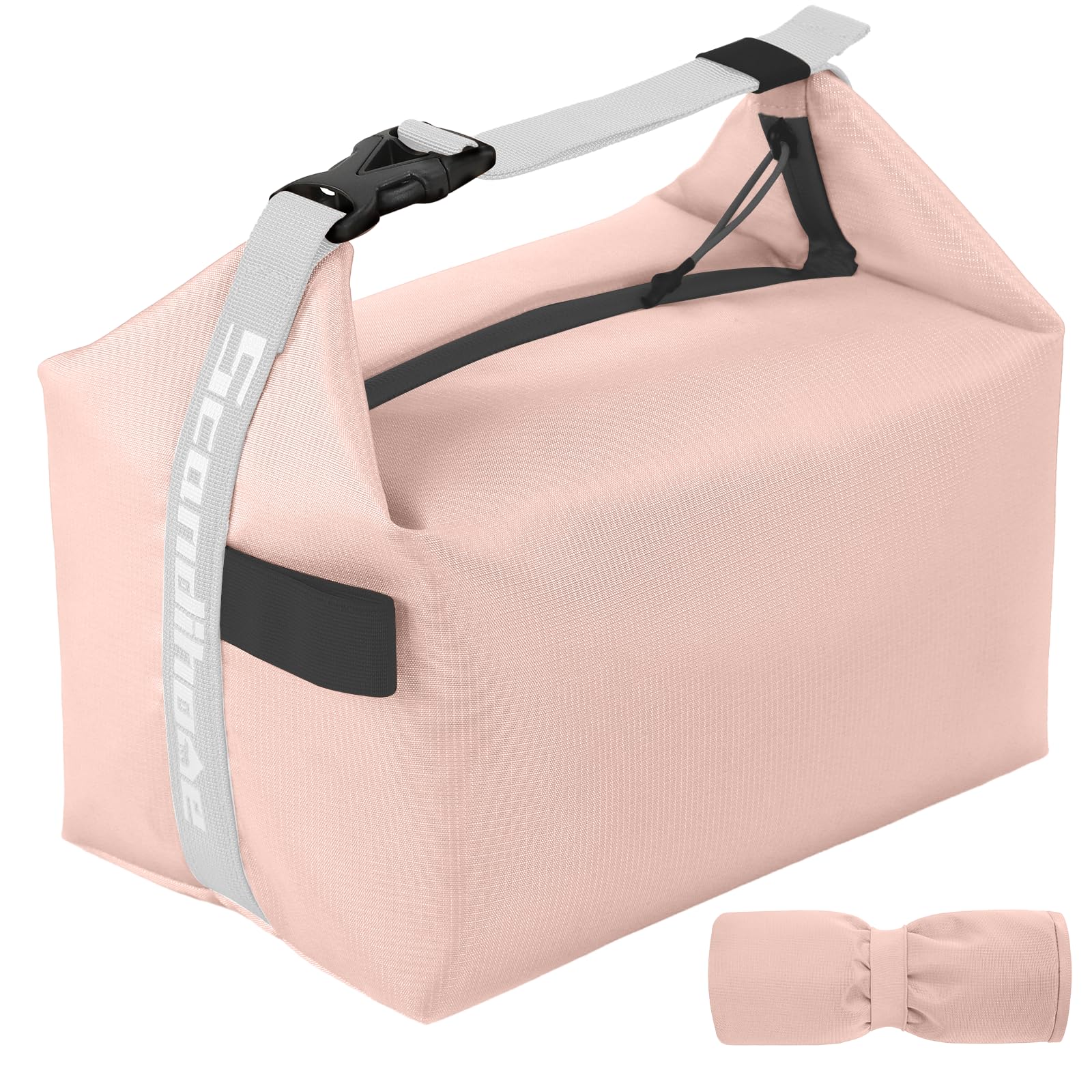 Foldable Lunch Bag – Reusable Insulated Cooler Tote with Waterproof Zipper, Leak-Proof Design, Lightweight & Compact, Ideal for Work, School, Picnic, Travel (Pink)