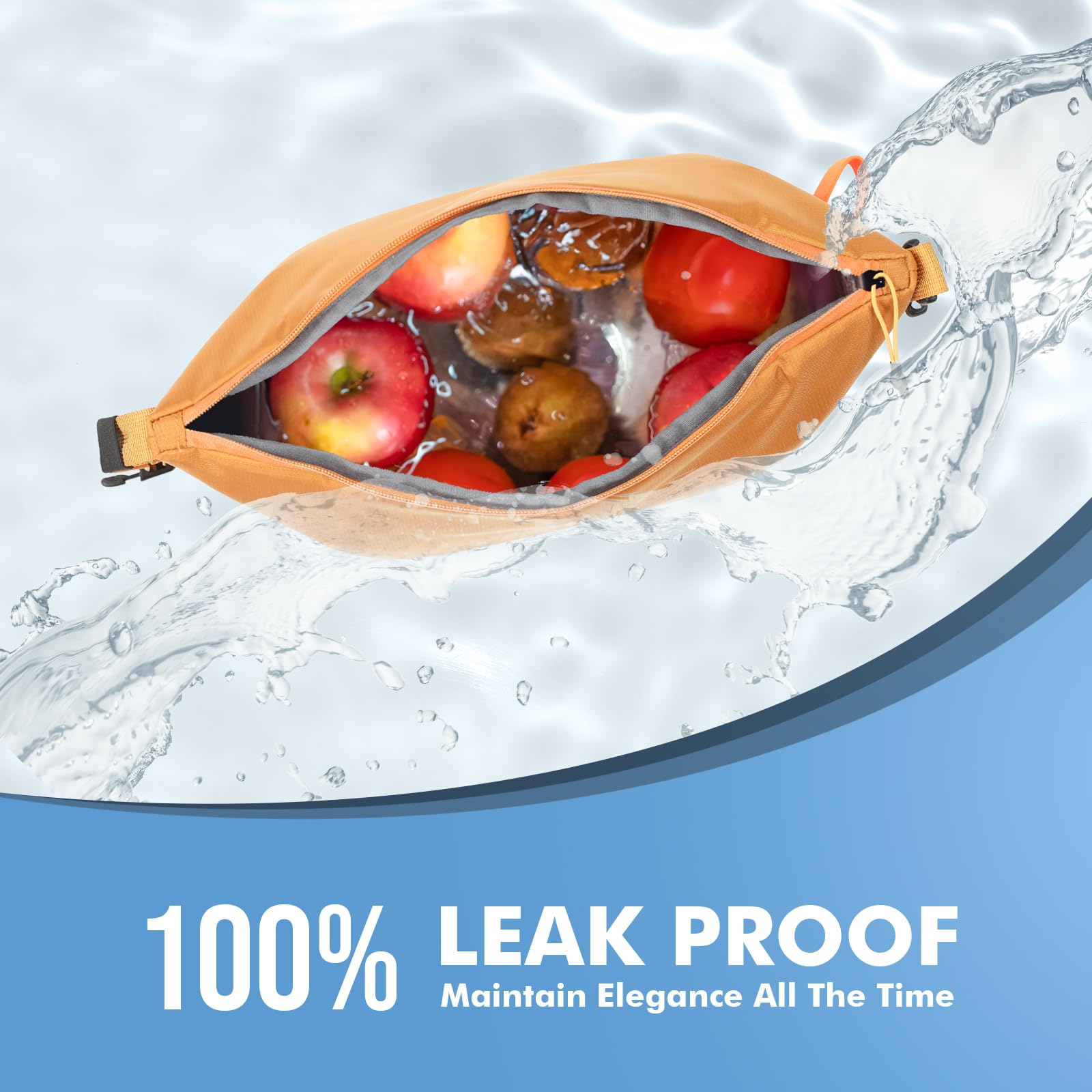 Foldable Lunch Bag – Reusable Insulated Cooler Tote with Waterproof Zipper, Leak-Proof Design, Lightweight & Compact, Ideal for Work, School, Picnic, Travel (Yellow)