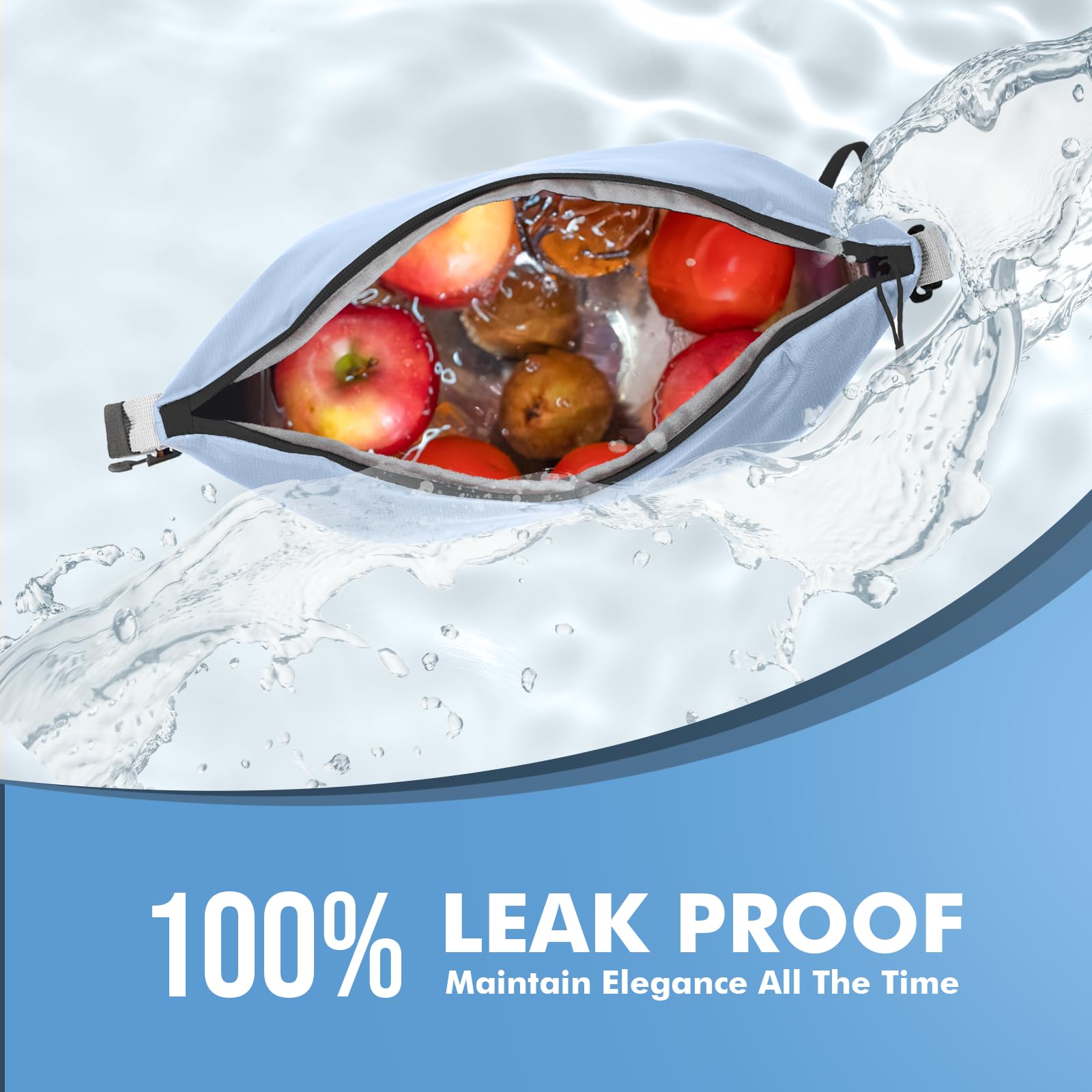 Foldable Lunch Bag – Reusable Insulated Cooler Tote with Waterproof Zipper, Leak-Proof Design, Lightweight & Compact, Ideal for Work, School, Picnic, Travel (Blue)