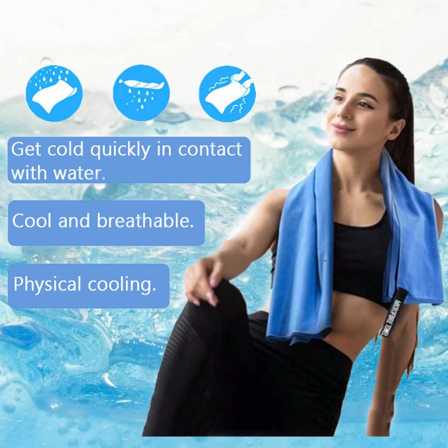 Instant Cooling Towel – Quick-Dry Sport Towel with EVA Storage Case & Carabiner Clip, Ideal for Gym, Outdoor, Travel Swimming(Green)