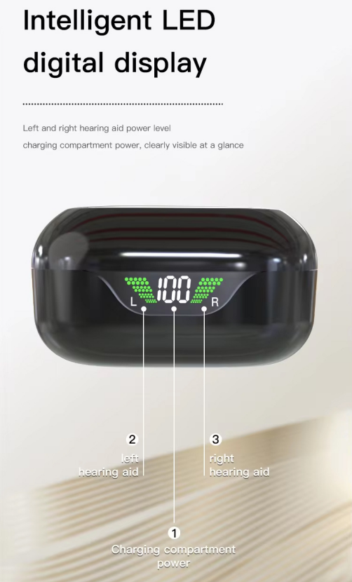 Bluetooth Invisible Hearing Aid for Seniors – Rechargeable Sound Amplifier with Noise Reduction & Digital Display
