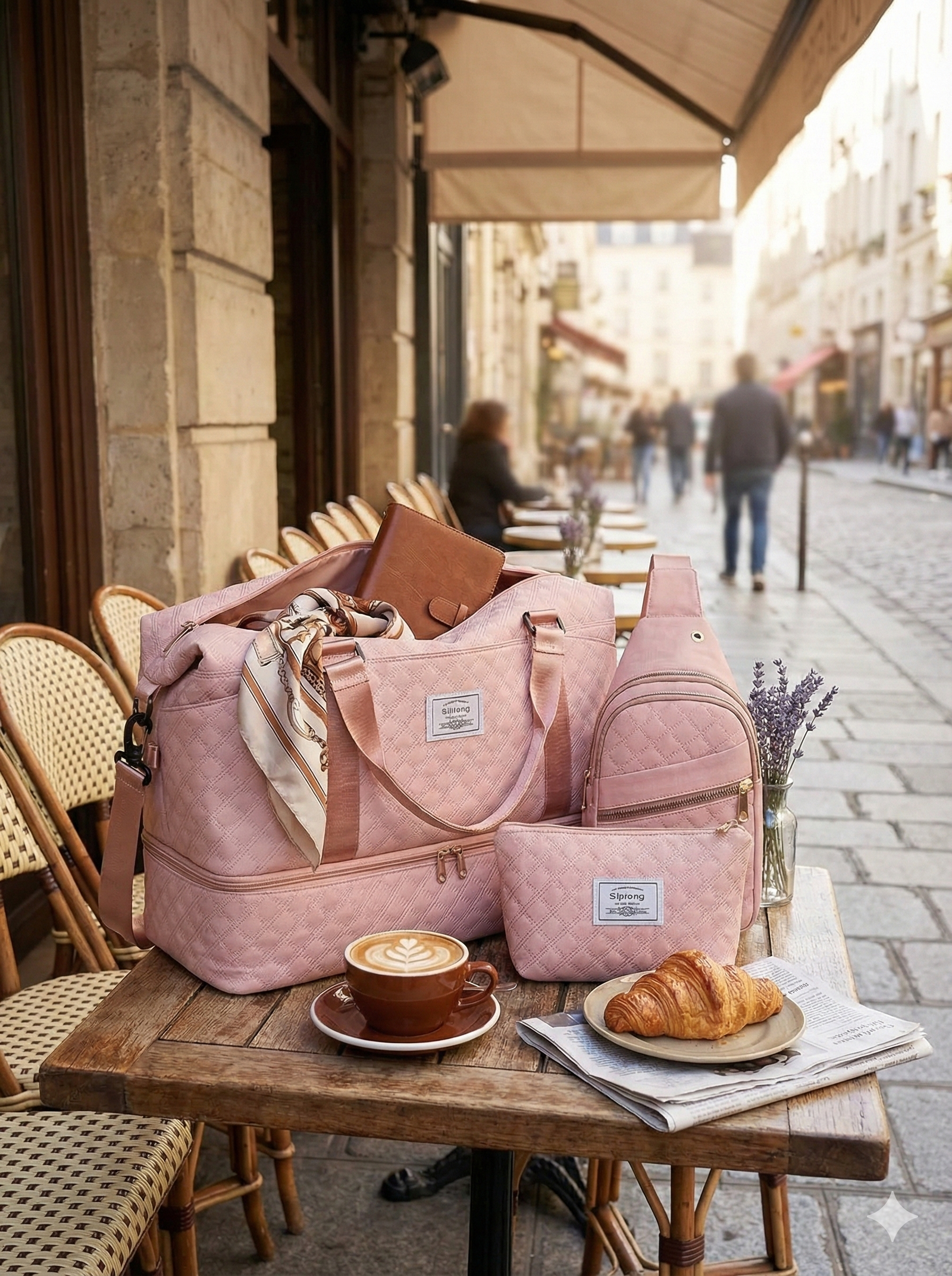 Women’s 3-Piece Travel Bag Set – Large Duffel, Crossbody Backpack & Toiletry Pouch for Gym, Maternity and Weekend Getaways (Pink) | Other Colors Available in Store