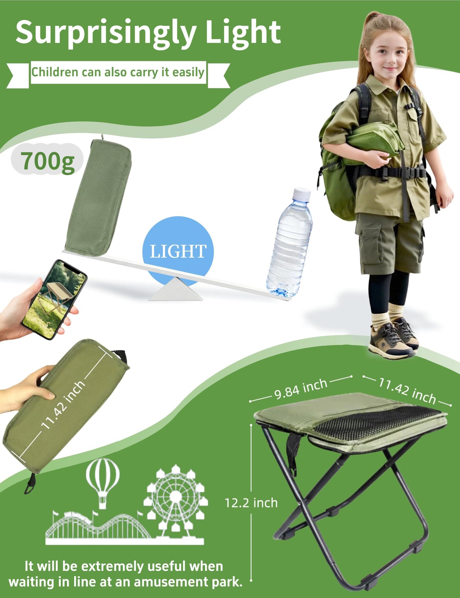 Black Portable Folding Chair – Compact Outdoor Stool for Camping, Fishing & Hiking | Lightweight Collapsible Seat with Carry Bag | Durable Steel Frame | Other Colours Available In-Store