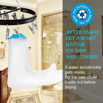 Full Arm Waterproof Shower Sleeve for Adults – Long Cast Protector for Hand, Wrist, Elbow & Forearm During Bathing or Water Activities (Blue)