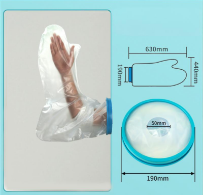 Full Arm Waterproof Shower Sleeve for Adults – Long Cast Protector for Hand, Wrist, Elbow & Forearm During Bathing or Water Activities (Blue)