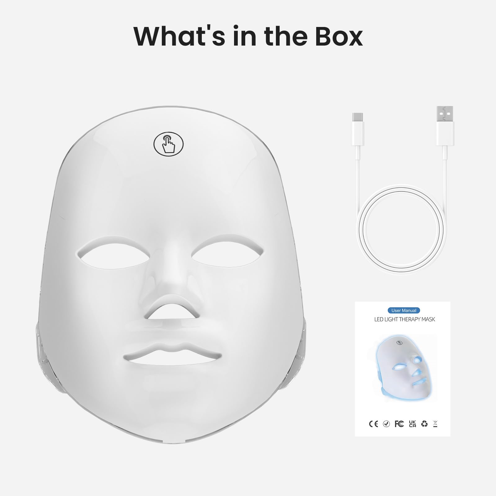 7-Color Facial Light Mask for Home Skincare – Rechargeable LED Beauty Device with 270 LEDs, One-Touch Control & Auto-Timer (White with Rose Gold Trim) | Other Colors Available in Store