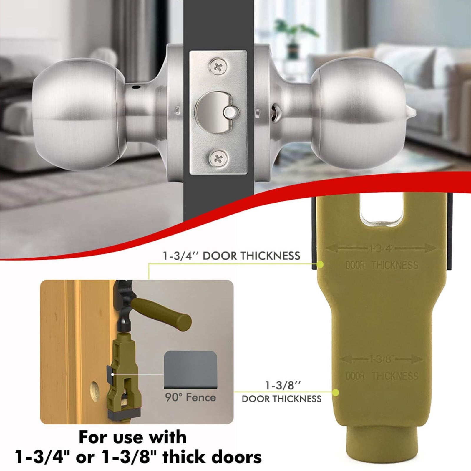 Green Door Latch Mortise Tool – Professional Stainless Steel & ABS Installation Kit for 1-3/4" or 1-3/8" Doors | Accurate Cutting Template with Anti-Slip Handle