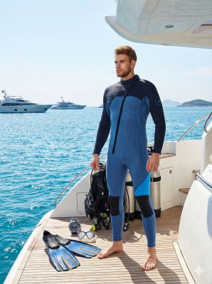 Men's 3mm Full Wetsuit for Surfing Diving & Cold Water Swimming – Front-Zip Neoprene Suit with UV Protection and Flexible Fit(Blue,XL) | Other Colors Available in Store
