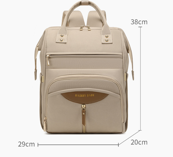 Stylish Mom Backpack with Insulated Bottle Pocket – Multi-Compartment Diaper Bag, Anti-Theft Phone Pocket, Large Capacity Baby Organizer, Travel Backpack for Moms (Apricot)