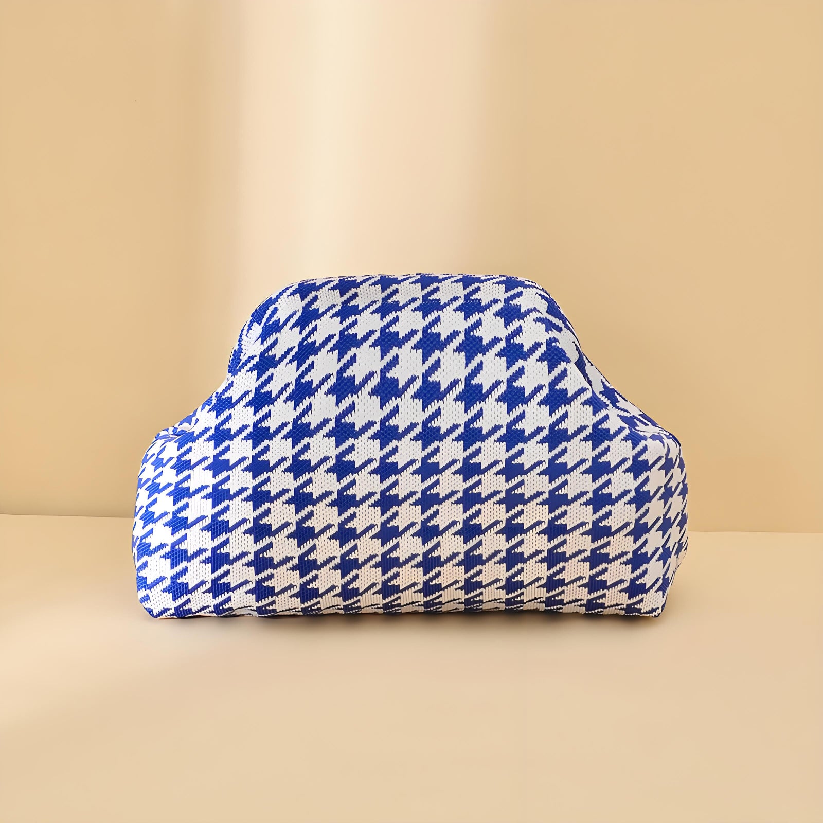 Houndstooth Knit Cloud Bag: Commute & Daily Handbag, Portable Storage Clutch (Blue) | Other Colors Available in Store