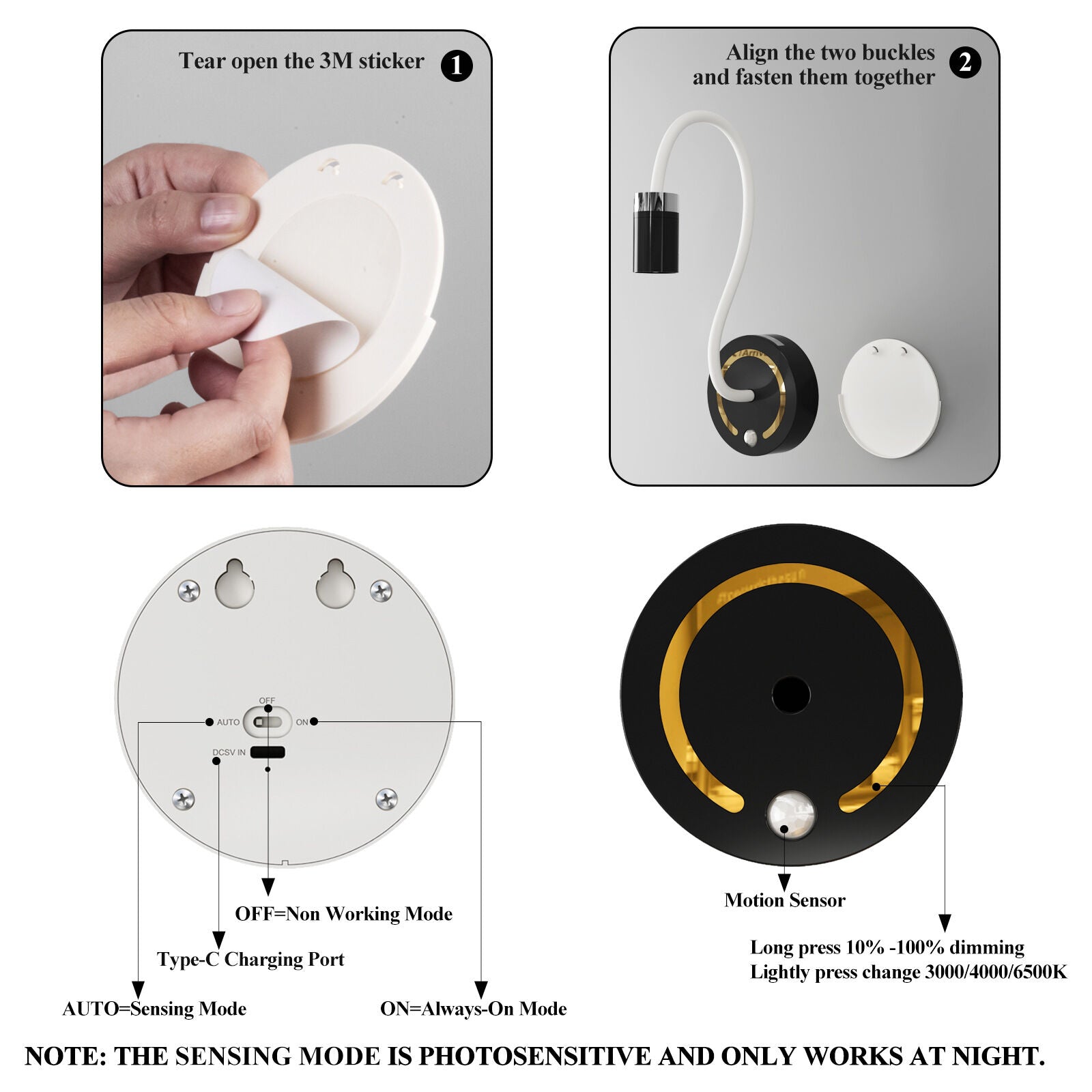 Rechargeable Motion Sensor Night Light – DIY Silicone Hose Lamp for Bedroom & Desk (Black) | Other Colors Available in Store