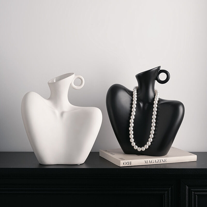 Wabi-Sabi Human Form Vase Set (Black & White) – Artistic Home Decor for Flowers | Other Luxury Styles Available in Store