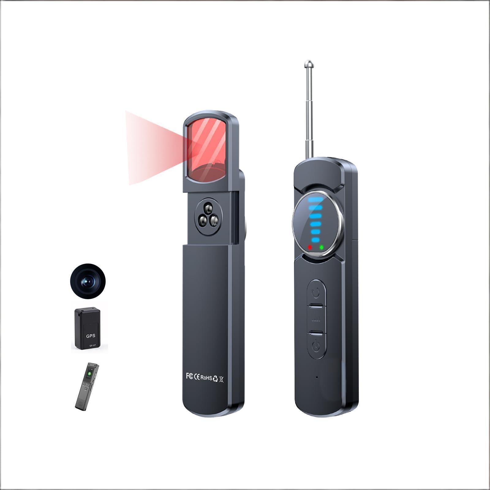 Multi-Function Hidden Camera Detector with GPS Tracker Finder – Portable Anti-Spy Device for Hotel, Car, Travel Privacy Protection, LED Scanner & Vibration Alarm (Black)