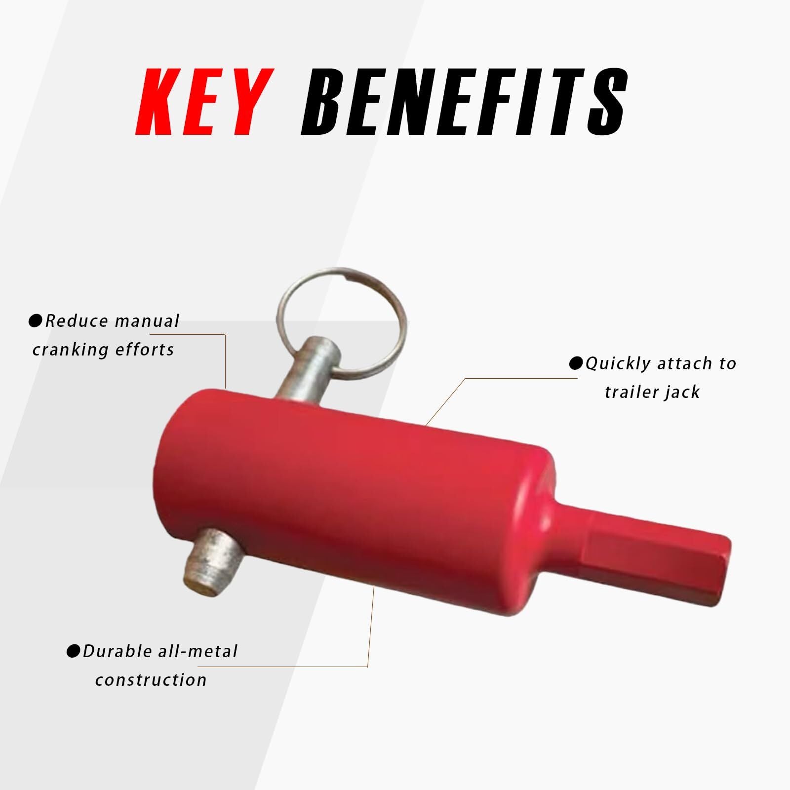 Stop Hand Cranking! Trailer Jack Drill Adapter - Effortless Electric Lift for Standard & Universal Trailer Jacks, Perfect for RV & Boat Trailers (Red)