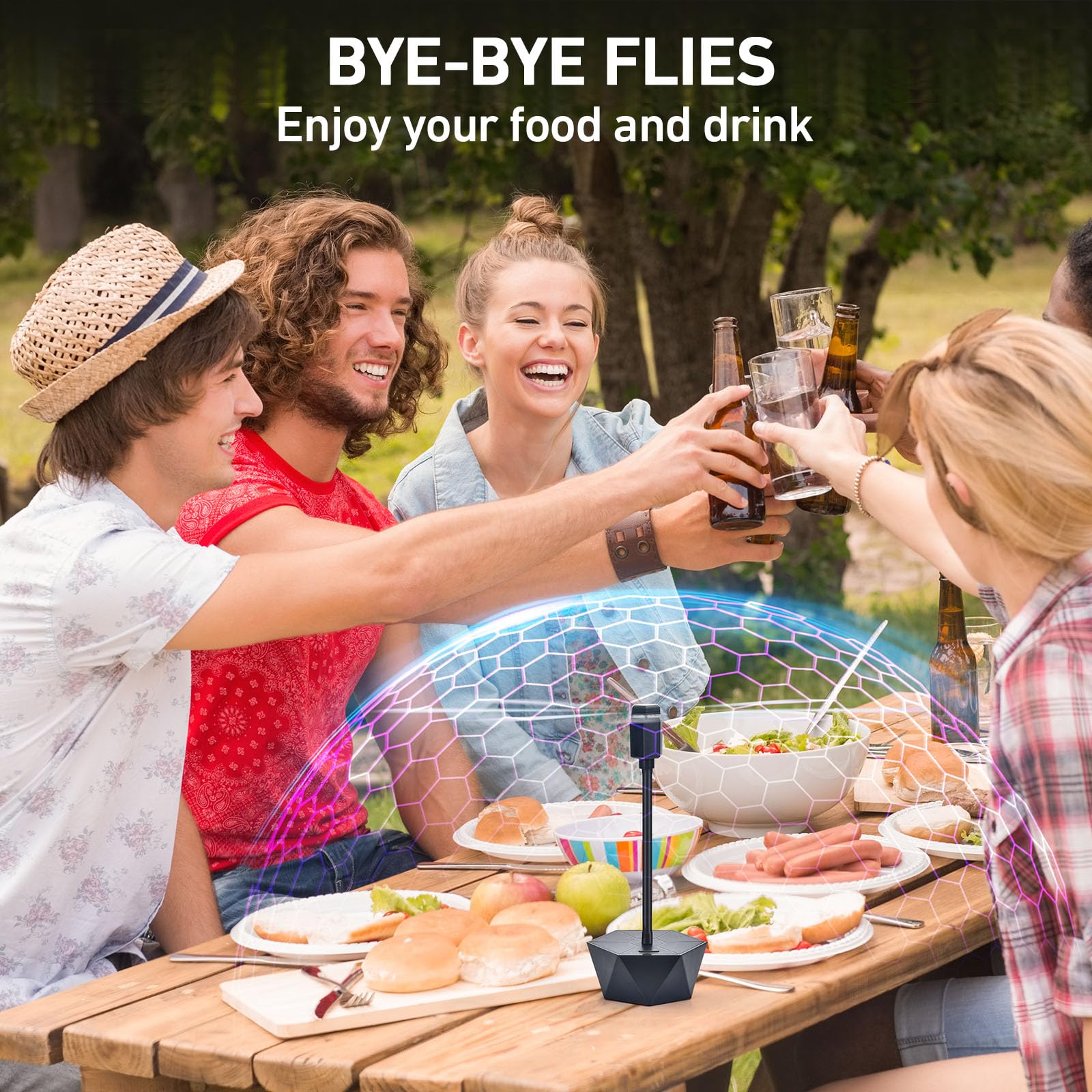Portable Anti-Fly Fan for Table – Foldable Insect Repeller with Soft Blades, Silent Operation for Indoor Outdoor Use, Picnic, BBQ, Kitchen, and Camping (Black)