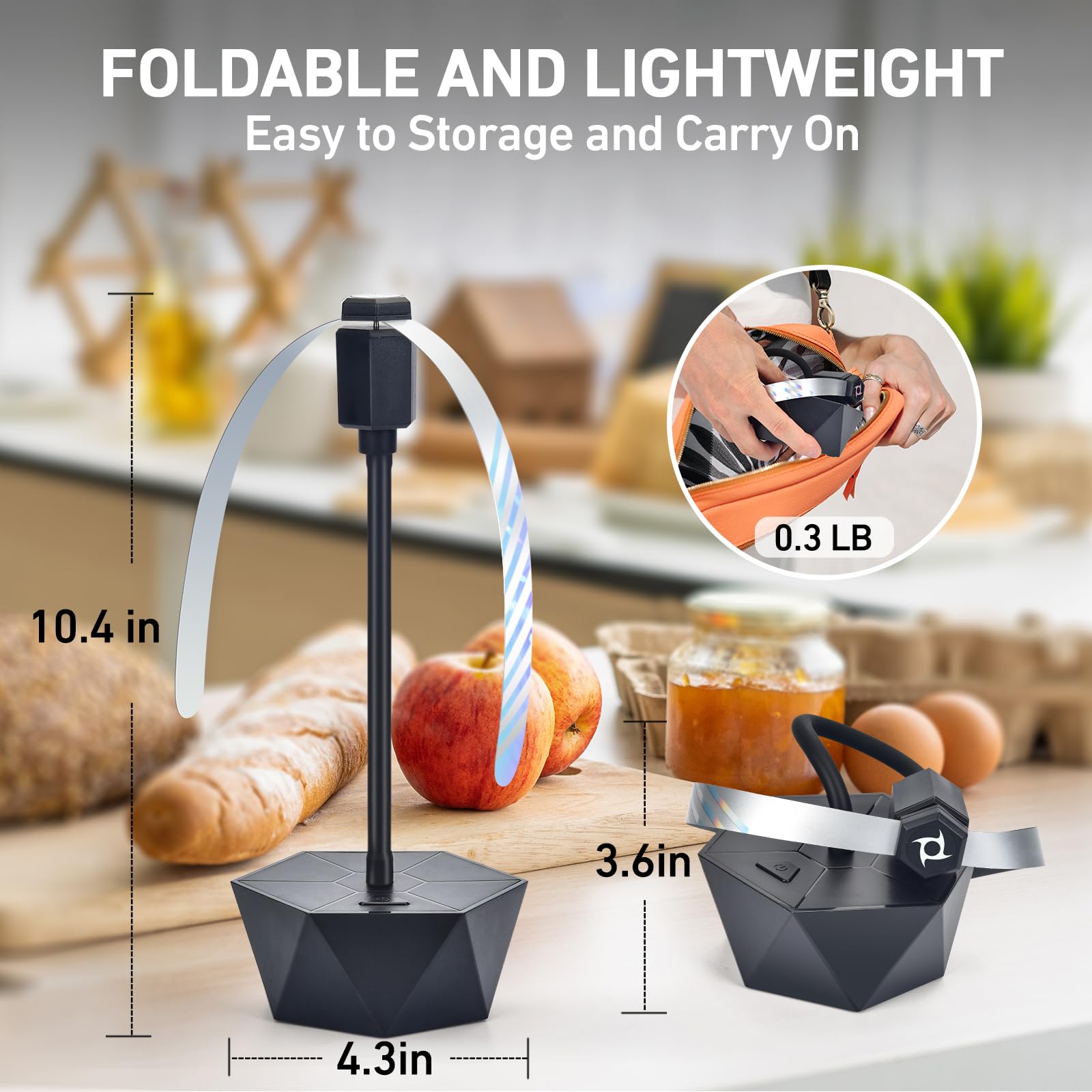 Portable Anti-Fly Fan for Table – Foldable Insect Repeller with Soft Blades, Silent Operation for Indoor Outdoor Use, Picnic, BBQ, Kitchen, and Camping (Black)