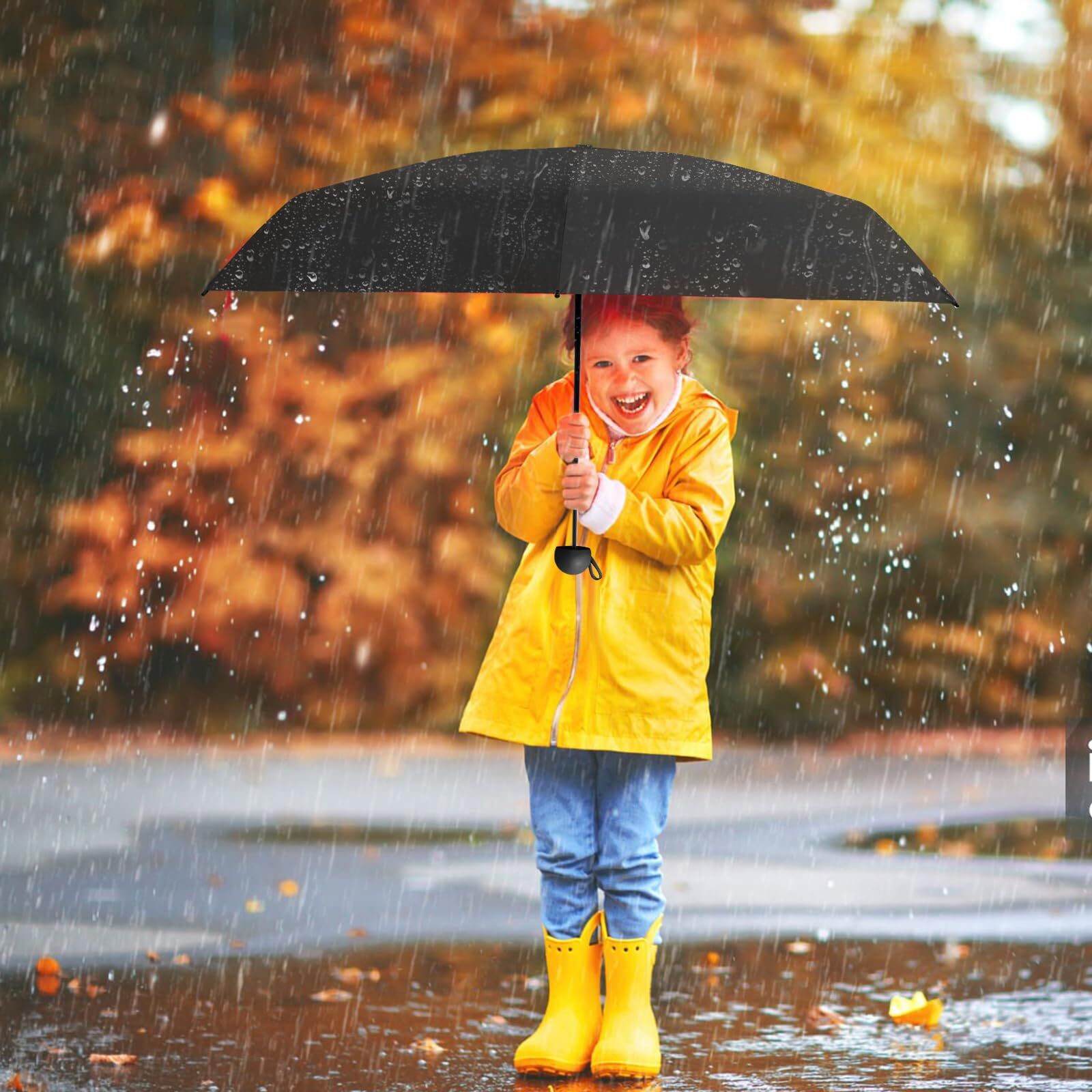 Mini Travel Umbrella – Compact Sun & Rain Protection for Women, Kids | UV-Blocking Pocket Umbrella with Case | Lightweight Foldable Umbrella(black)