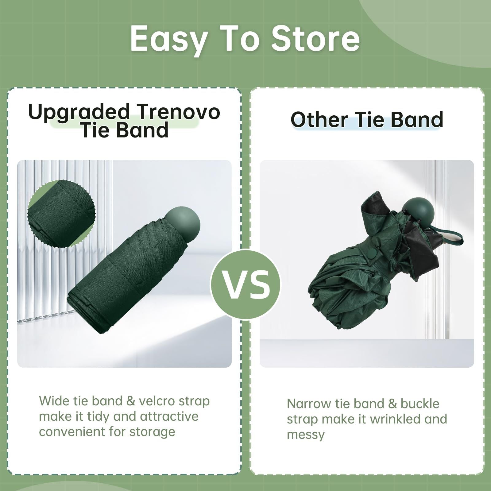 Mini Travel Umbrella – Compact Sun & Rain Protection for Women, Kids | UV-Blocking Pocket Umbrella with Case | Lightweight Foldable Umbrella(dark green)