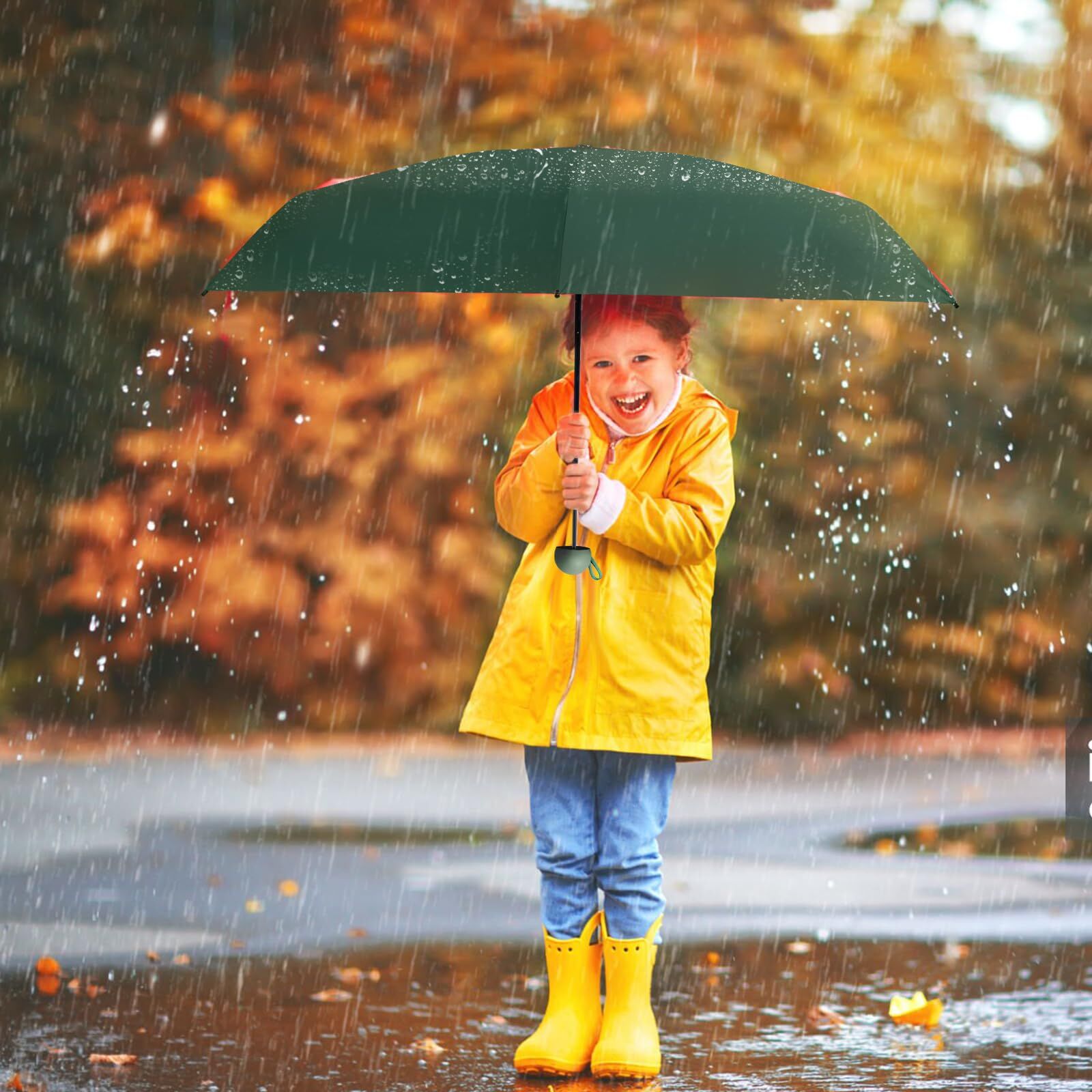 Mini Travel Umbrella – Compact Sun & Rain Protection for Women, Kids | UV-Blocking Pocket Umbrella with Case | Lightweight Foldable Umbrella(dark green)