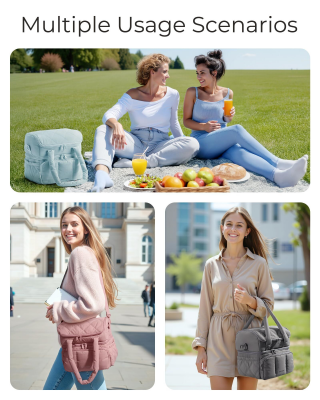 Double-Layer Insulated Lunch Bag with Quilted Design – 11.8L Cooler Tote for Work, Picnics & Travel (Black) | Other Colors Available In-Store