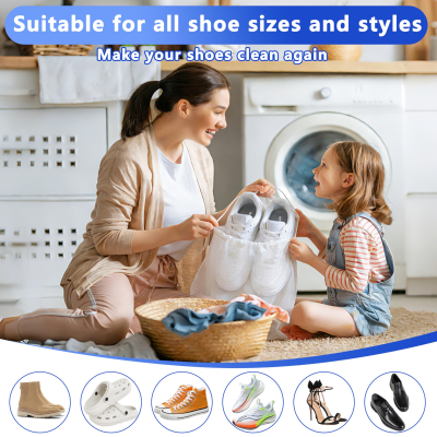 2-Pack Reusable Shoe Washing Machine Bag – White Protective Laundry Bag for All Shoes, Anti-Deformation & Deep Clean with Zipper Lock (Grey)