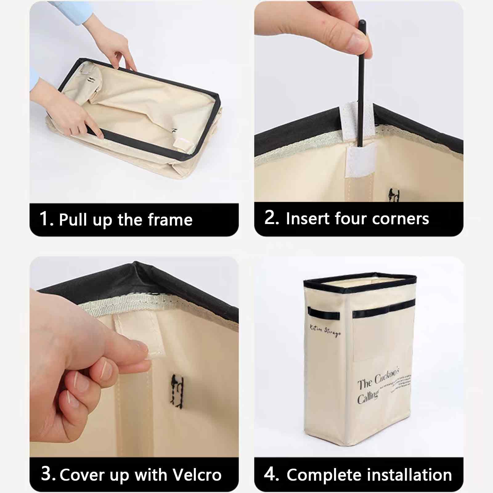 Large Capacity Foldable Yoga Mat Storage Basket – Waterproof Fabric Organizer for Gym Equipment, Dumbbells, Foam Rollers, and Mats with Side Pockets and Handle (Beige)