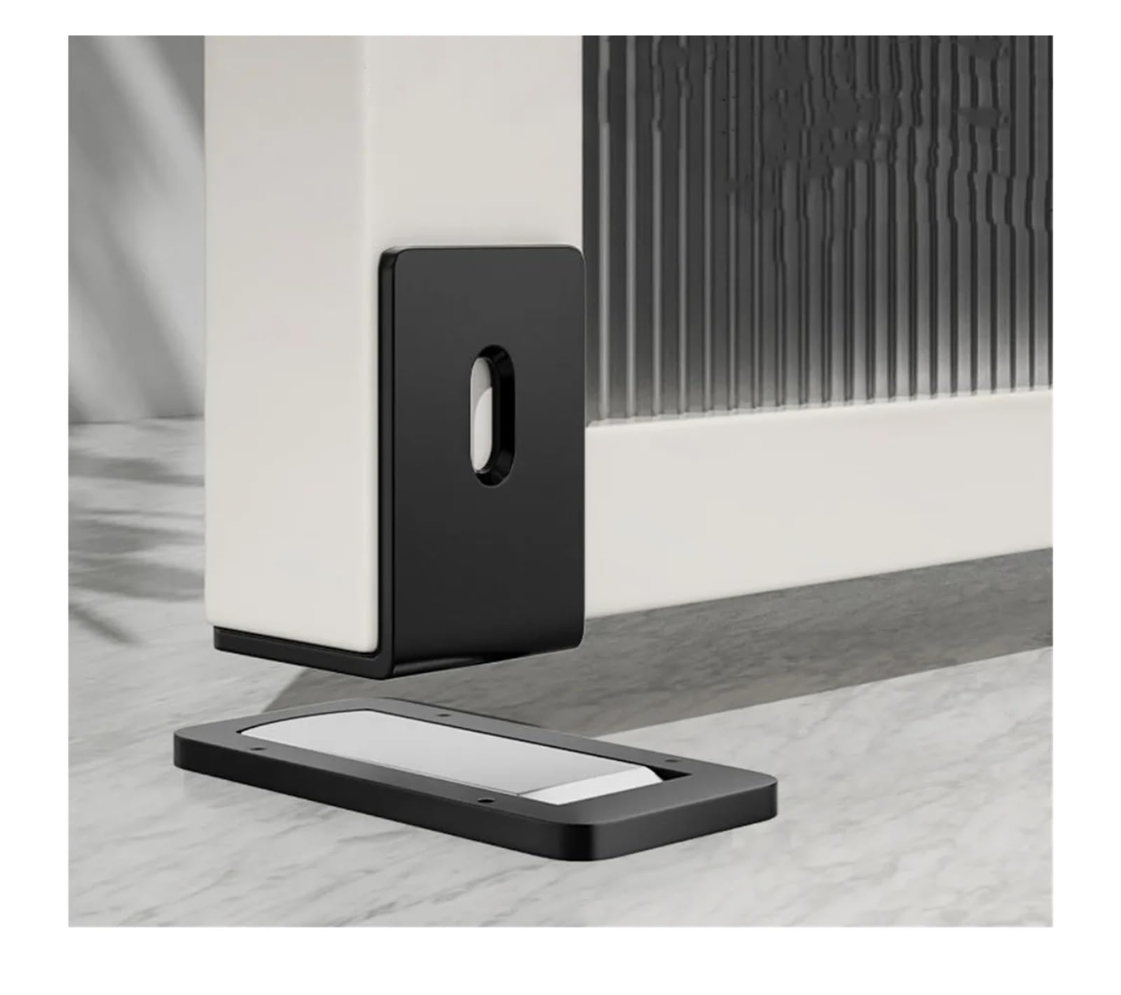 Ultra-Thin Magnetic Door Stopper – Self-Adhesive, Anti-Collision, Windproof, One-Push Locking, Discreet Design for Glass Doors (Steel Gray)