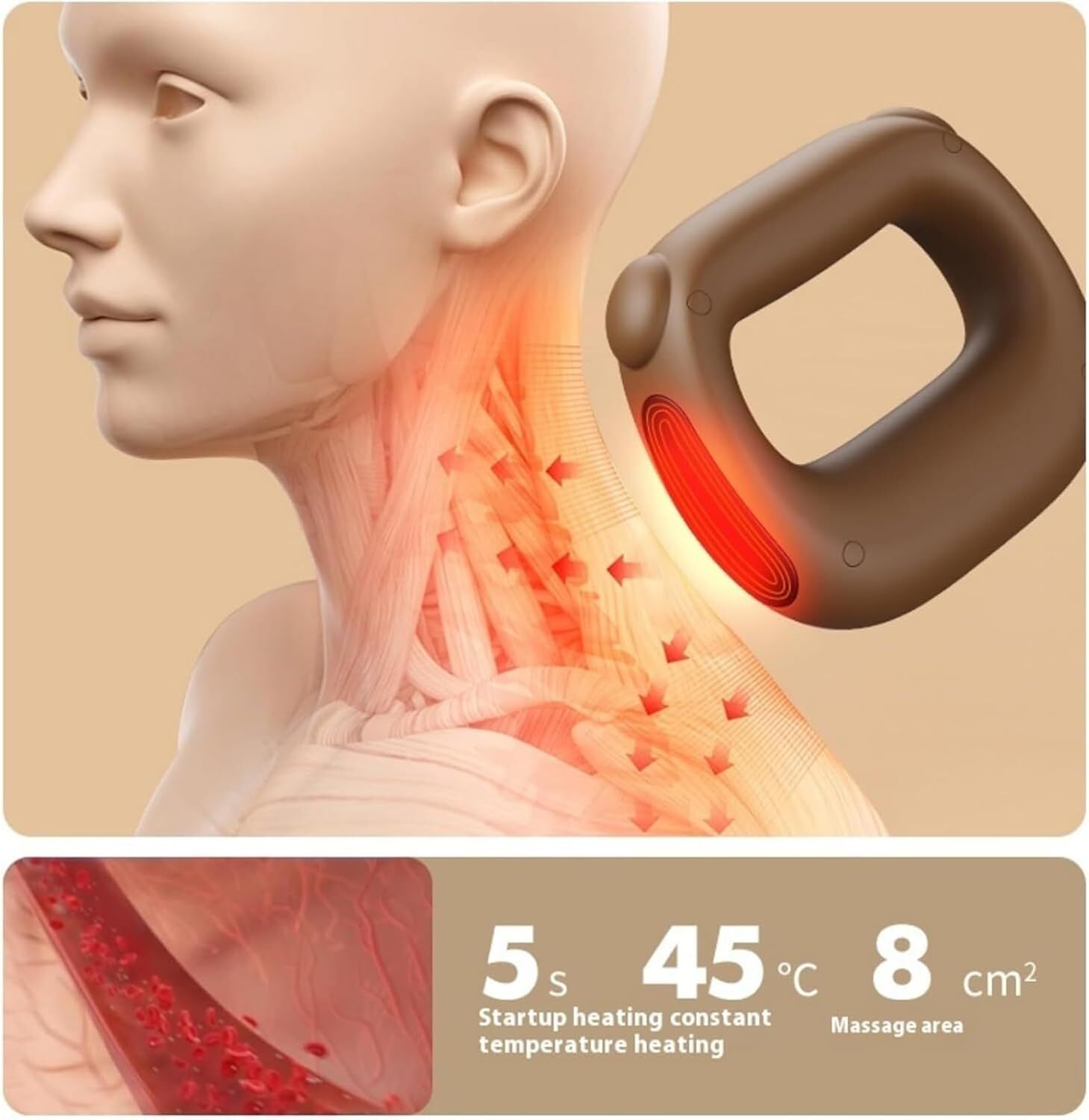 Portable Heated Fascia Ring Massager with 5-Speed Vibration & USB-C Charging – Deep Tissue Muscle Relief for Neck, Back, and Shoulders (Pink) | Other Colors Available In-Store