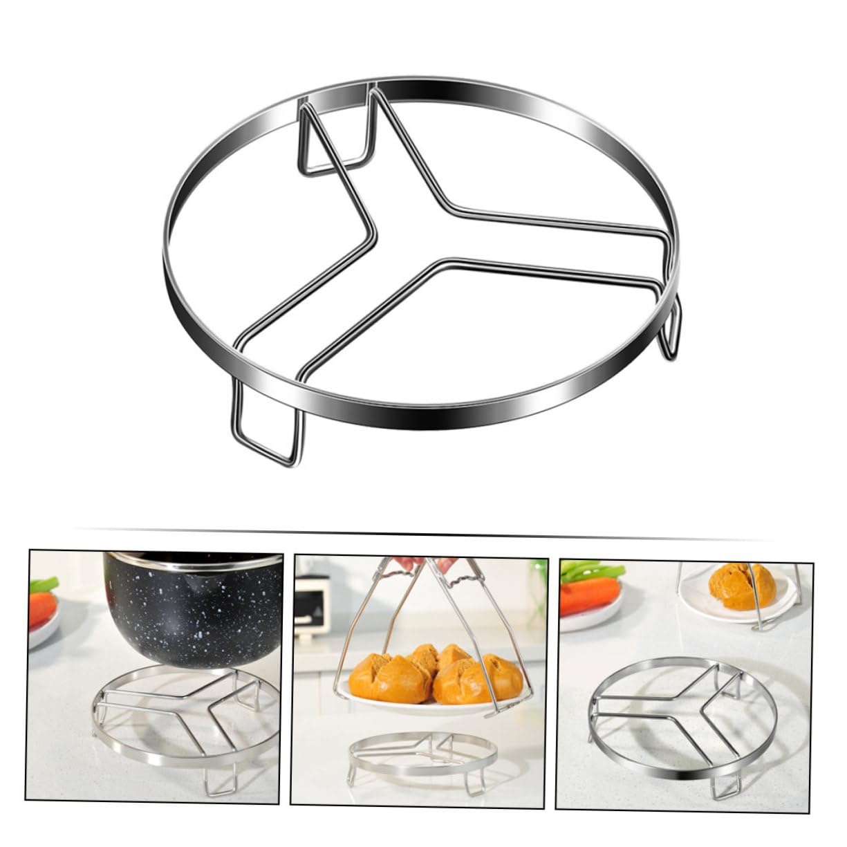 316 Stainless Steel Steam Rack for Cooking – Adjustable Kitchen Pot Stand with Heat-Resistant Design, Multi-Functional Steamer Base for Pots and Dishes (L,18cm)