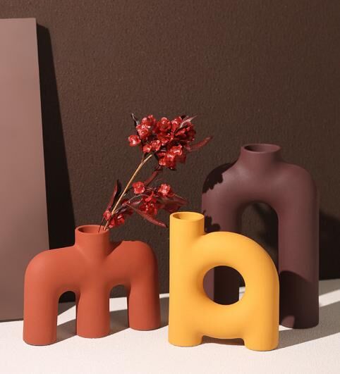 Tubular Letter Vase Set(3-Piece ) – Modern Ceramic Decor for Living Room, Dining Table & TV Stand | Other Luxury Styles Available in Store