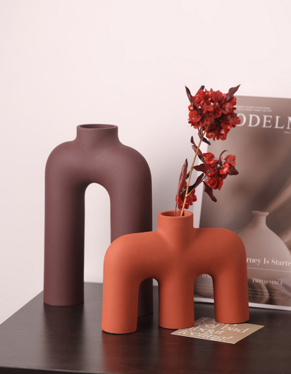 Tubular Letter Vase Set(3-Piece ) – Modern Ceramic Decor for Living Room, Dining Table & TV Stand | Other Luxury Styles Available in Store