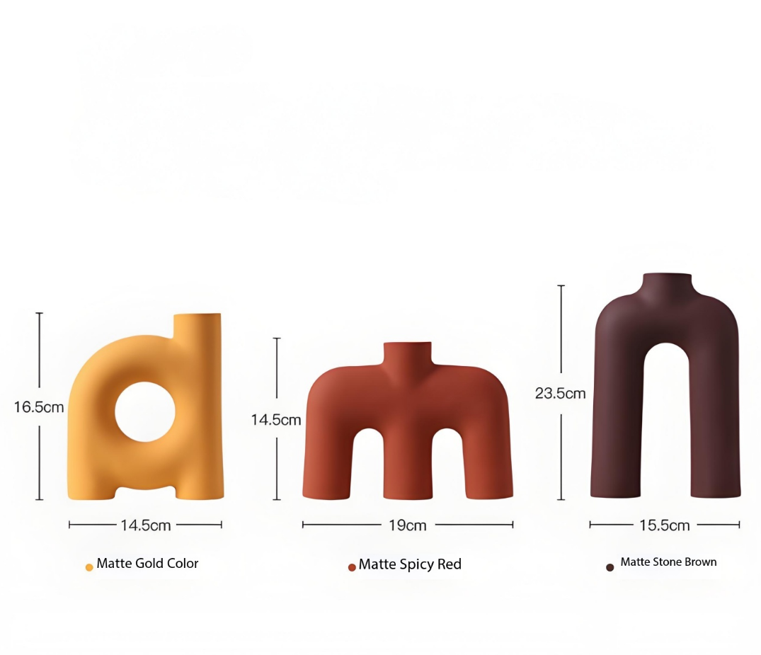 Tubular Letter Vase Set(3-Piece ) – Modern Ceramic Decor for Living Room, Dining Table & TV Stand | Other Luxury Styles Available in Store