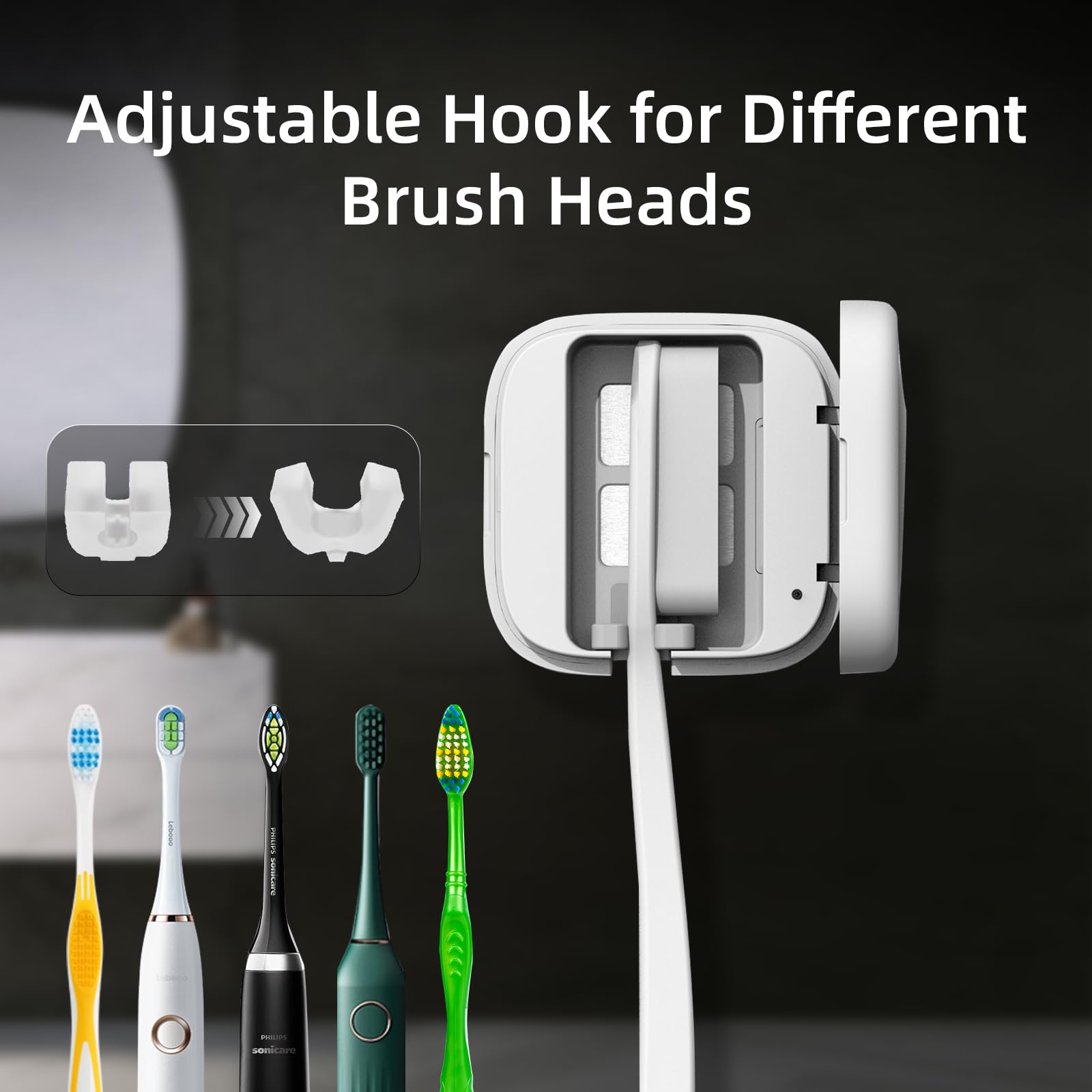Portable UV-C Toothbrush Sterilizer with Auto-Disinfection & Heating – Magnetic Wall Mountable Brush Cover for Home and Travel (White) | Other Colors Available In-Store