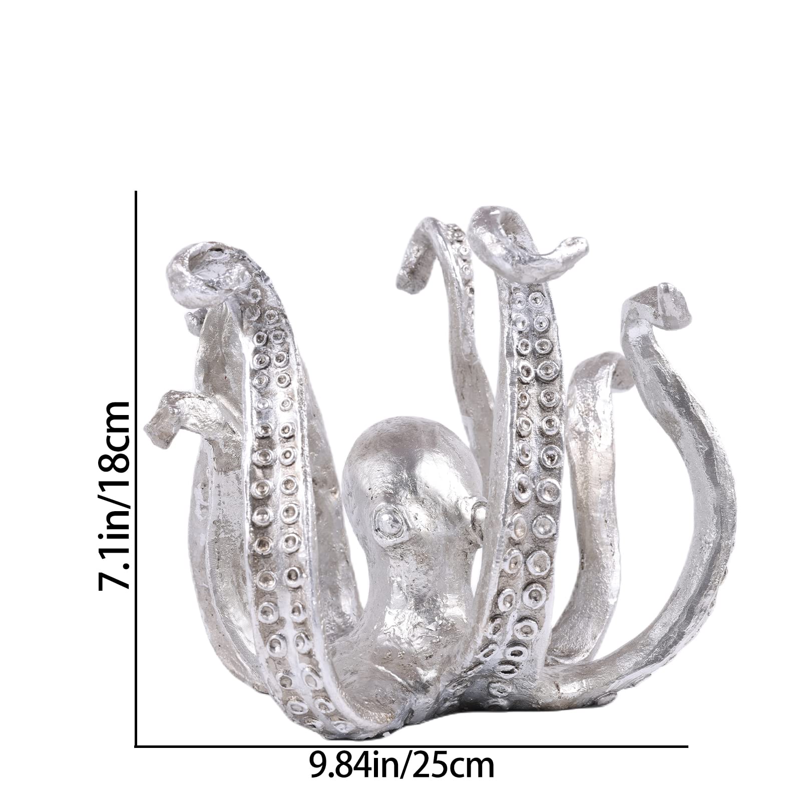 Multi-Functional Octopus Sculpture – Decorative Resin Cup Holder & Jewelry Organizer, Unique Home Accent for Living Room, Office, or Desk (Silver)