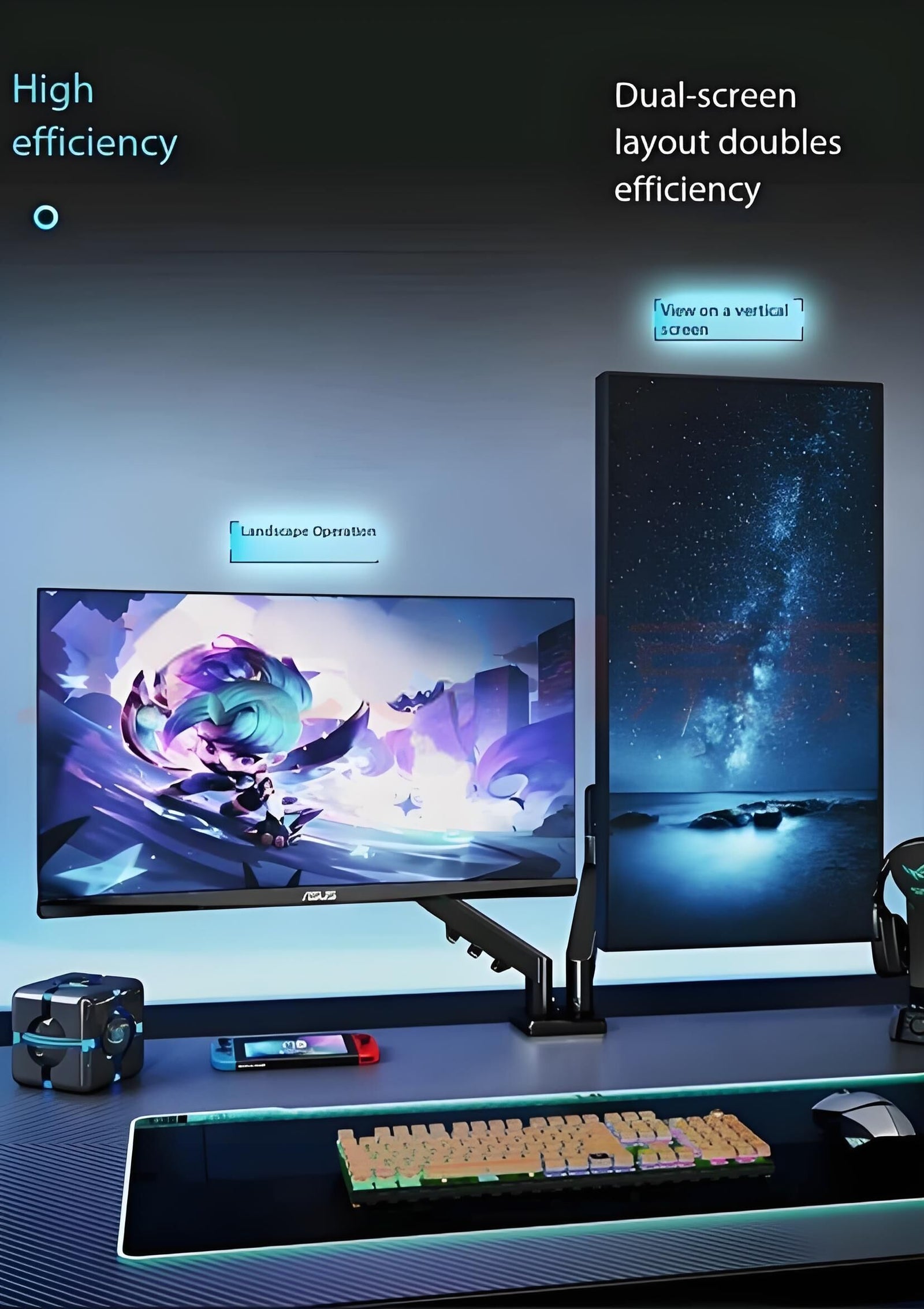 Dual Monitor Arm: 360° Rotatable, Space-Saving Desk Mount for Dual Screens, Ideal for Aussie Home & Office