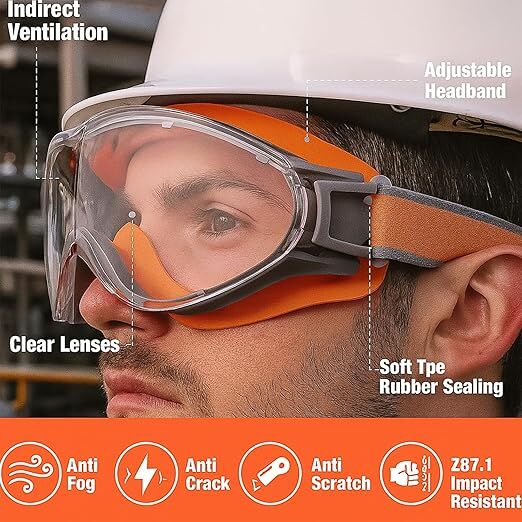 Christmas gifts Anti-Fog Safety Goggles, Outdoor Wind & Dust Protection, Clear Vision Lab & Work Goggles for Aussies(grey)