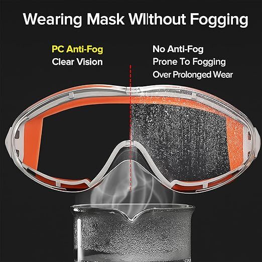 Christmas gifts Anti-Fog Safety Goggles, Outdoor Wind & Dust Protection, Clear Vision Lab & Work Goggles for Aussies(orange)