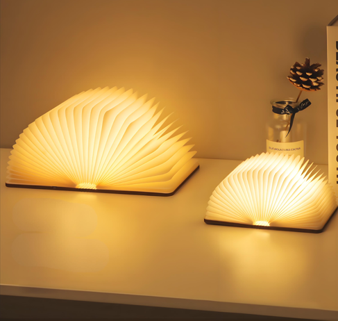 Christmas giftsRechargeable LED Book Night Light: Creative Folding Wooden Lamp with Magnetic Design for Bedrooms & Gifting(Maple Leaf White,XL)