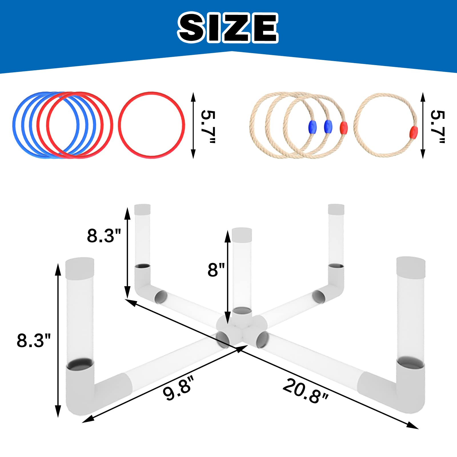 LED Ring Toss Game Set, Outdoor Indoor Yard Game for Adults & Kids with Light-Up Targets, Compact Carry for Parties & Family Fun