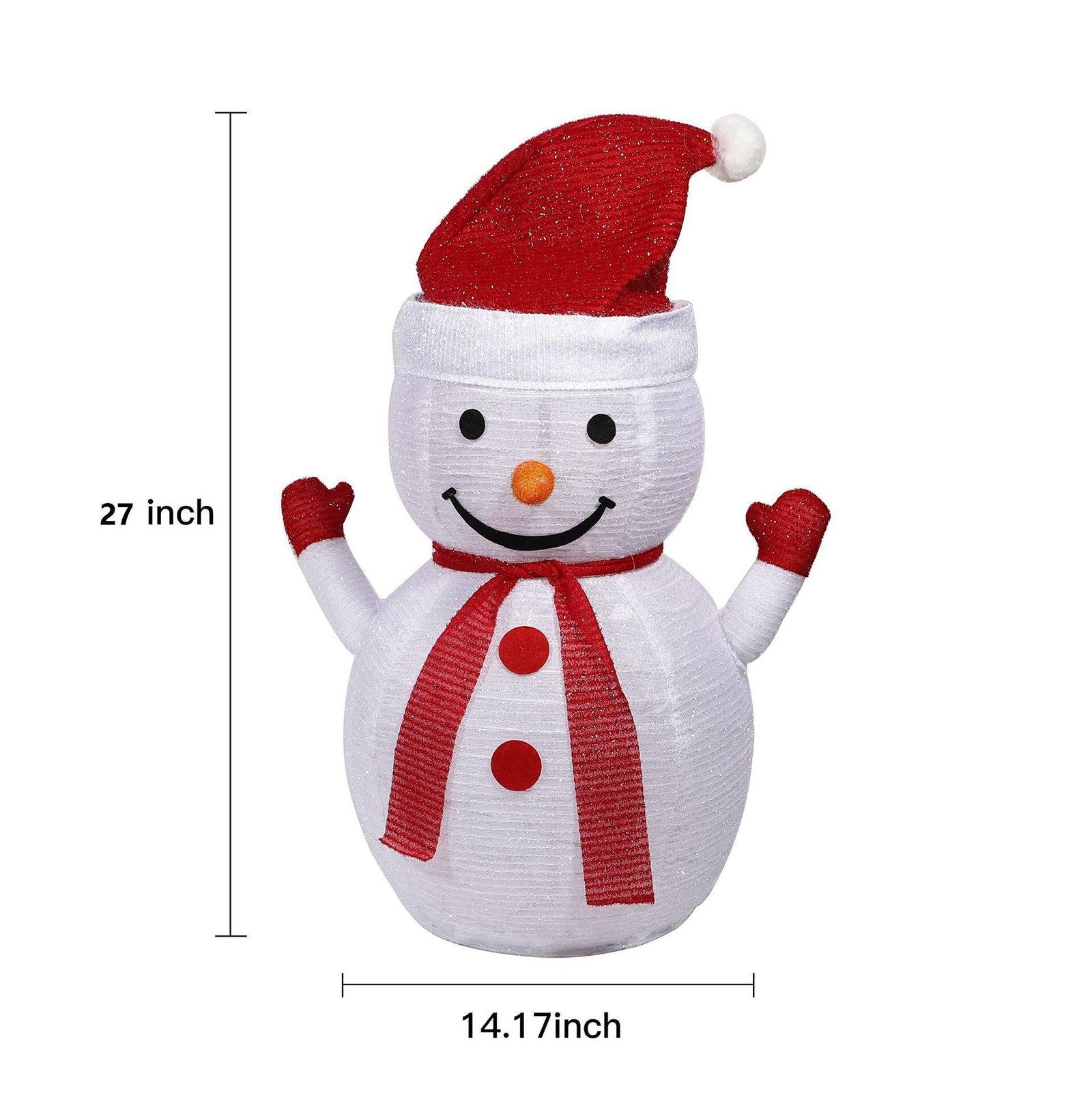 2-Pack Lighted Christmas Snowman Decoration Lantern, 45 LED Collapsible Pop-Up Ornament with 8 Light Modes & Timer, Indoor Outdoor Holiday Décor