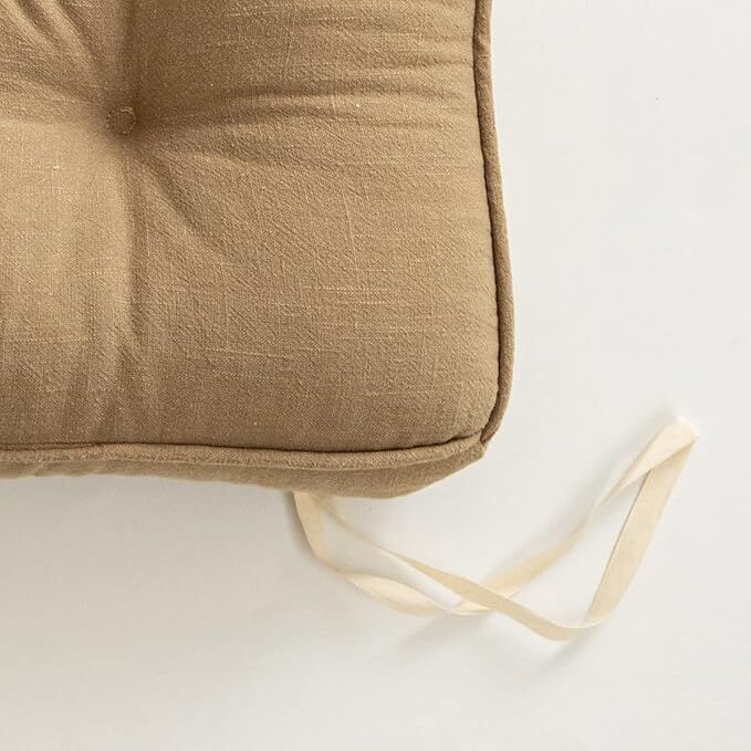 43×43×6cm Linen Cotton Thick Seat Cushion: Plush, Solid-Colour, for Office & Home Chairs, Aussie Comfort Essential(Bean Coffee)