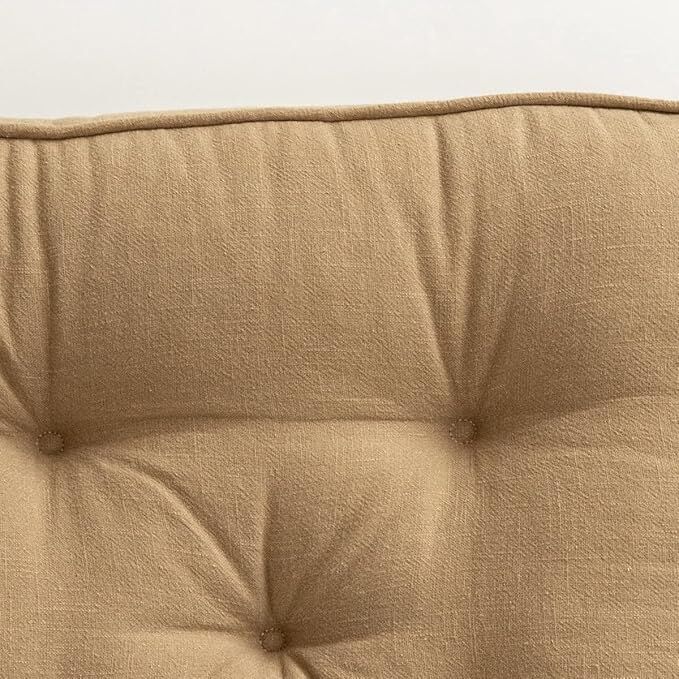 43×43×6cm Linen Cotton Thick Seat Cushion: Plush, Solid-Colour, for Office & Home Chairs, Aussie Comfort Essential(Bean Coffee)