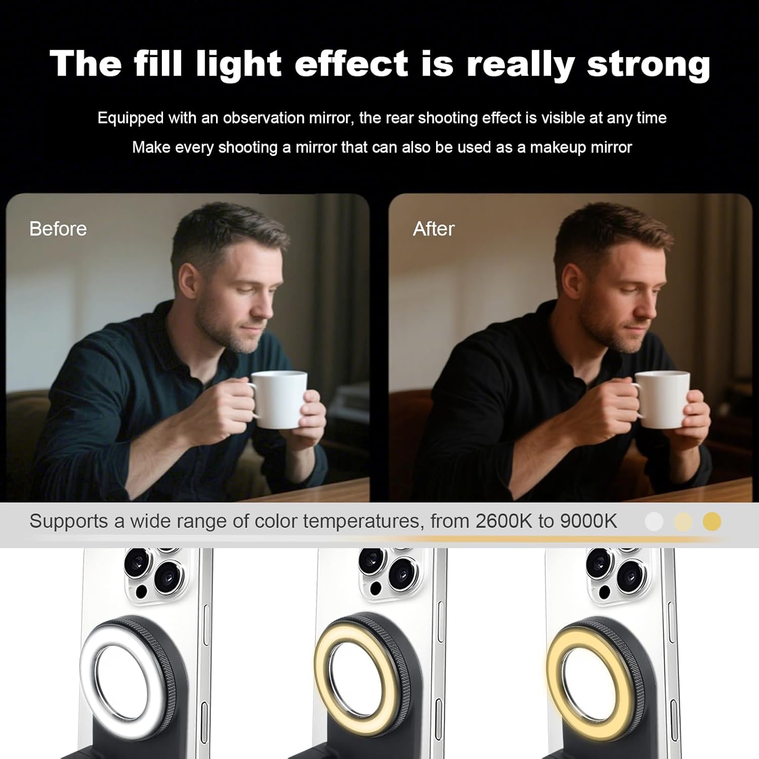 Magnetic Phone Camera Grip with Fill Light & Remote: Stable Shooting Holder for iPhone/Android – Ideal for Vlog, Selfie & Photography