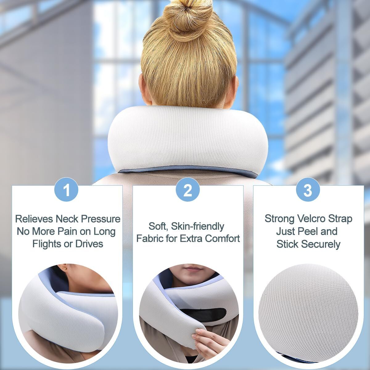 Travel Pillows for Airplanes,Memory Foam Neck Pillow for Traveling,Smooth & Cooling Fabric Plane Pillow for Long Flight,Ideal for Travels,Airplanes,Offices,Cars (Gray, Standard-Broad Fit)