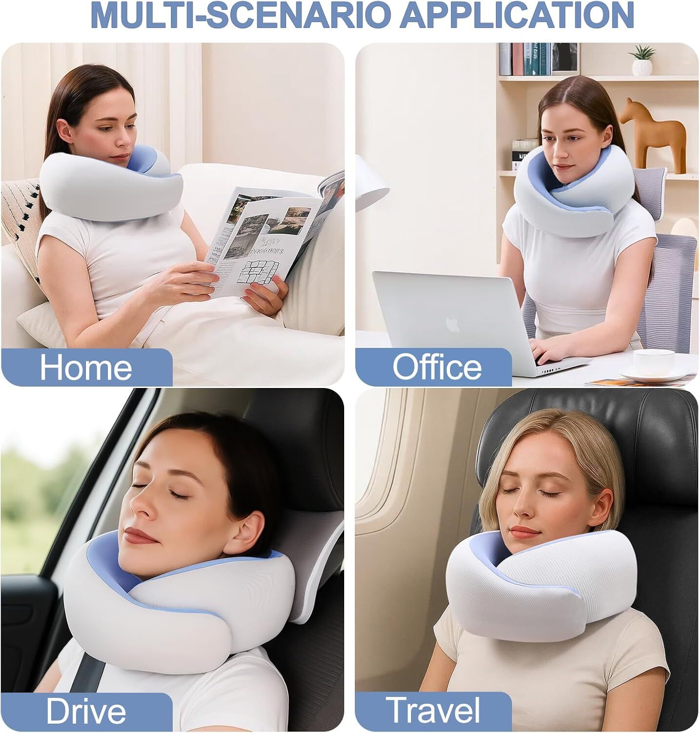Travel Pillows for Airplanes,Memory Foam Neck Pillow for Traveling,Smooth & Cooling Fabric Plane Pillow for Long Flight,Ideal for Travels,Airplanes,Offices,Cars (Gray, Standard-Broad Fit)