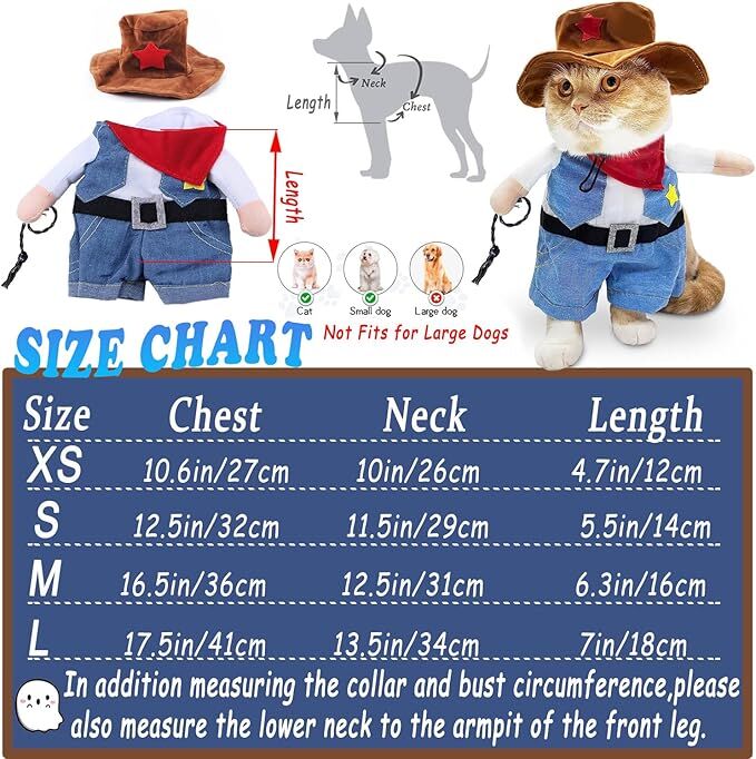 Pet products Small Dog Cowboy Costume with Hat 2pcs Funny Halloween Chucky Costumes Cool West Cowboy Uniform Puppy Denim Overalls Western Cosplay Sheriff Outfits Cat Apparel